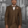 Mens Suits Regular Fit - Wool Suit - Pleated Bronze Suit$199