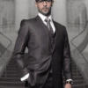 Mens Suits Regular Fit - Wool Suit - Pleated Charcoal Grey Suit$199