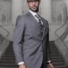 Mens Suits Regular Fit - Wool Suit - Pleated Charcoal Suit$199