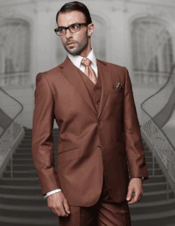 Mens Suits Regular Fit - Wool Suit - Pleated Copper Suit$199