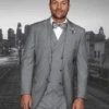 Mens Suits Regular Fit - Wool Suit - Pleated Grey Suit$199