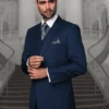 Mens Suits Regular Fit - Wool Suit - Pleated Indigo Blue Suit$199