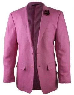 Mens Summer Blazer - Alberto Nardoni Brand Fuchsia Pink Two Button Linen Fashionable Blazer For Men Coming In 90 Days