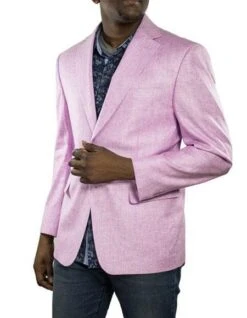 Mens Summer Blazer - Alberto Nardoni Brand Men's Lilac One Ticket Pocket Thread & Stitch 100% Linen Blazer