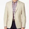Mens Summer Blazer - Men's 2 Button Tan Solid Linen Classic Fit Sport Coat Blazer