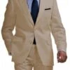 Mens Tan Linen Suit