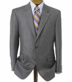 Mens Gray Single Breasted Two Button Linen Suit