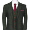 Green Tweed Suit- Green Herringbone Fabric Winter Suit - Vintage EnglishSuit