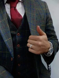 Green Tweed Suit- Green Herringbone Fabric Winter Suit - Vintage EnglishSuit -Alberto Nardoni Shop mens winter suit suit for productimage27841