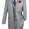Light Gray Modern Fit 3 Piece Suit With Vest And Elastic Waist Band Pants