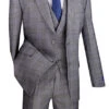Gray Modern Fit Glen Plaid 2 Button Peak Lapel 3 Piece Suit