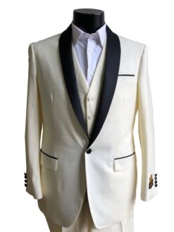 NLO-Shawl-Tux Ivory-Black -Tuxedo WholesaleDistributors