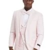 "Men's Pink Polka Dot Prom 2025 & Wedding Suit - One Button Double Breasted Vest"