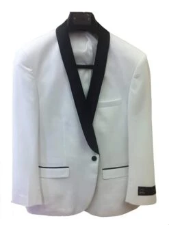 Two Buttons White Dinner Jacket One Button Slim Fit Tux Coats White With Dark Color Black Collared Tuxedo / Graduation Homecoming Outfits Dinner Jacket Shawl Collar Best Cheap Blazer ~ Suit Jacket For Men Affordable Sport Coats Sale