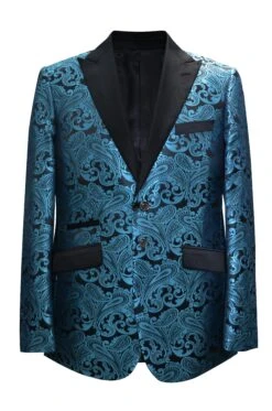 Paisley-400 Teal - Mens Wholesale Blazers