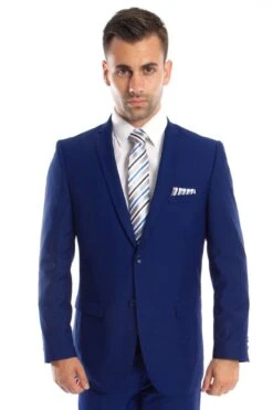 Indigo Blue Slim Fit Wedding Suit For Men - Basic 2 Button Style