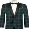 Big And Tall Holiday Jackets - Christmas Tartan Plaid Sport Jacket For Big Man In Color Green And Blue Tartan Scottish Pattern