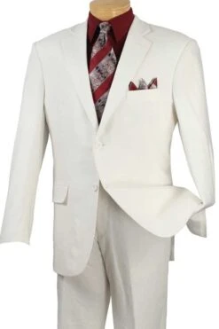 Mens 2 Button Linen Summer Suit In White