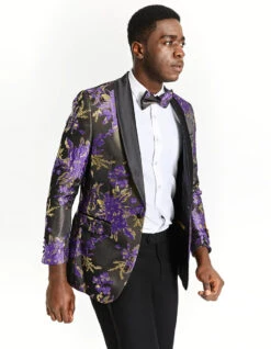 Purple Paisley Jacket Mens Gold & Purple Paisley Prom Tuxedo Smoking Jacket Blazer