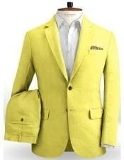 Yellow Big And Tall Linen Suit