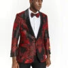Red Paisley Jacket Mens Black & Red Paisley Floral Prom Tuxedo Dinner Jacket