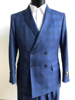 Slim Fit Prom Suits- DB-Slim Indigo Plaid