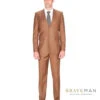 Tan Groomsmen Suits Cognac Slim Wedding Suit