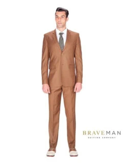 Tan Groomsmen Suits Cognac Slim Wedding Suit