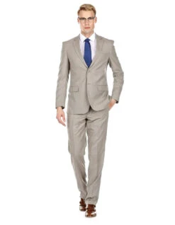 Tan Groomsmen Suits Mens Modern Fit Summer Wedding Suit Light Taupe
