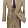 Renaissance Collection - Regular Fit 3 Piece Suit Camel