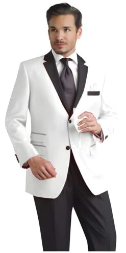 Two Buttons White Dinner Jacket White Two Buttons Notch Party Boy Wedding Toddler Suit For Groom Weddings & Prom ~ Wedding Groomsmen Tuxedo 2020 & Dinner Jacket Sportcoat Jacket W/ Dark Black Collared Blazer ~ Suit Jacket