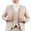 "Men's Slim Fit One Button Vested Business & Wedding Suit - Tan"