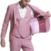 "Men's Slim Fit Wedding Suit - Mauve Pink Double Breasted Vest With Peak Lapel"