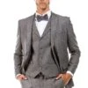 "Vintage Style Grey Tweed Wedding Suit - Men's Two Button Vested"